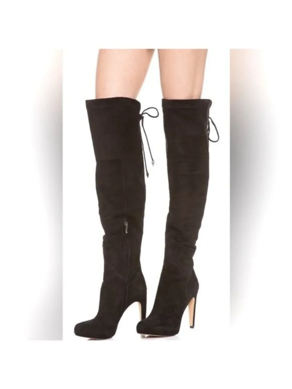 SAM EDELMAN Kayla Over the Knee heeled Suede Black Boot 8